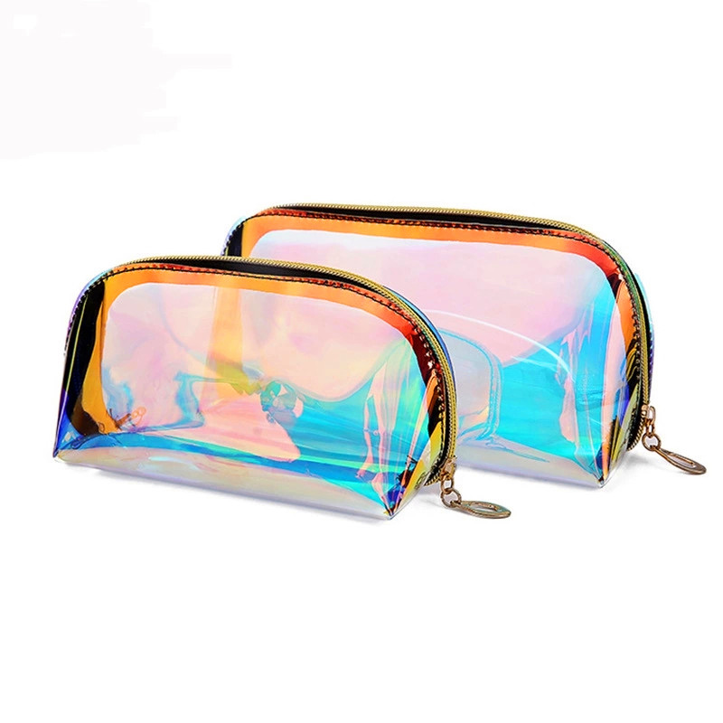Benutzerdefinierte Transparente TPU Holografische Kosmetiktasche Personalisierter Laser Pvc Makeup Bag